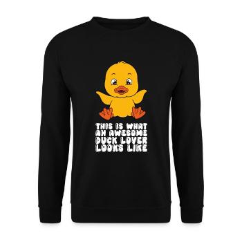 Lustige Ente Süße Enten - Unisex Pullover - Schwarz - Vorne - Alina (178cm) & Michal (187cm)