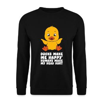 Lustige Ente Süße Enten - Unisex Pullover - Schwarz - Vorne - Alina (178cm) & Michal (187cm)