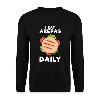 I Eat Arepas Daily - Unisex Sweatshirt - black - Front - Alina (178cm) & Michal (187cm)