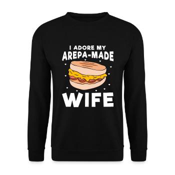 I Adore My Arepa Made-Wife - Unisex Sweatshirt - black - Front - Alina (178cm) & Michal (187cm)