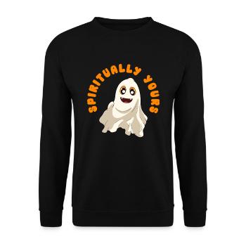 Halloween Kürbis Halloween Geist - Unisex Pullover - Schwarz - Vorne - Alina (178cm) & Michal (187cm)