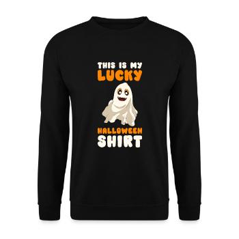 Halloween Kürbis Halloween Geist - Unisex Pullover - Schwarz - Vorne - Alina (178cm) & Michal (187cm)