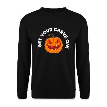 Halloween Kürbis Halloween Geist - Unisex Pullover - Schwarz - Vorne - Alina (178cm) & Michal (187cm)