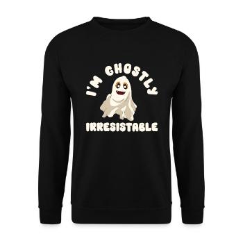Halloween Kürbis Halloween Geist - Unisex Pullover - Schwarz - Vorne - Alina (178cm) & Michal (187cm)