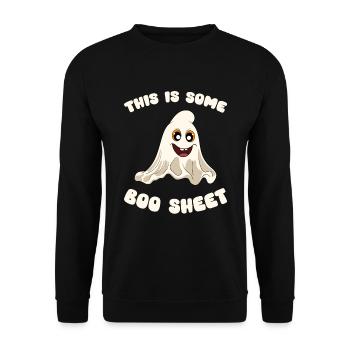Halloween Kürbis Halloween Geist - Unisex Pullover - Schwarz - Vorne - Alina (178cm) & Michal (187cm)