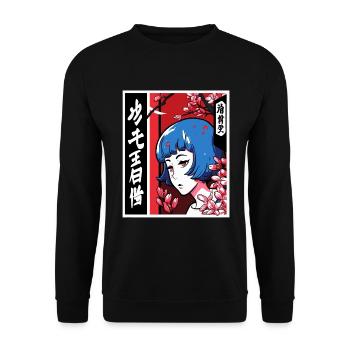 Cartoon Manga Anime: The Cherry Blossom Girl - Unisex Sweatshirt - black - Front - Alina (178cm) & Michal (187cm)
