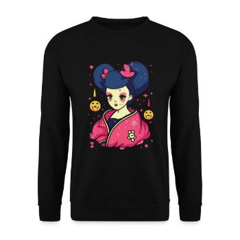 Dessin animé Manga Anime : La Geisha idiote - Sweat-shirt Unisexe - noir - Devant - Alina (178cm) & Michal (187cm)