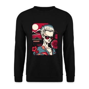Manga und Anime: Ein Gangster im Urlaub in Okinawa - Unisex Pullover - Schwarz - Vorne - Alina (178cm) & Michal (187cm)