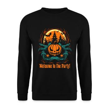 Welcome to the Party: Halloween Pumpkin - Unisex Sweatshirt - black - Front - Alina (178cm) & Michal (187cm)