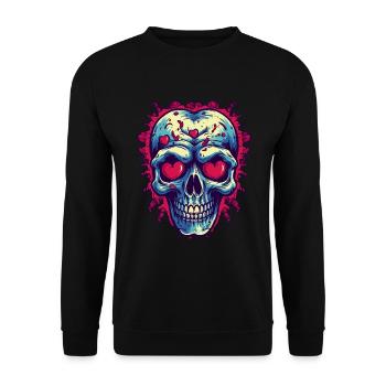 Skull in love with hearts - Unisex Sweatshirt - black - Front - Alina (178cm) & Michal (187cm)