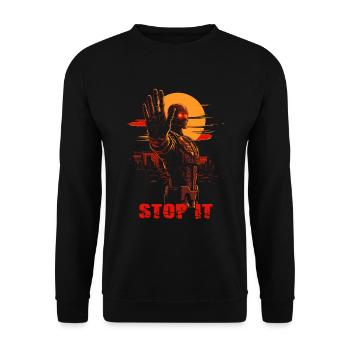 Stop it, a dystopian cyborg - Unisex Sweatshirt - black - Front - Alina (178cm) & Michal (187cm)