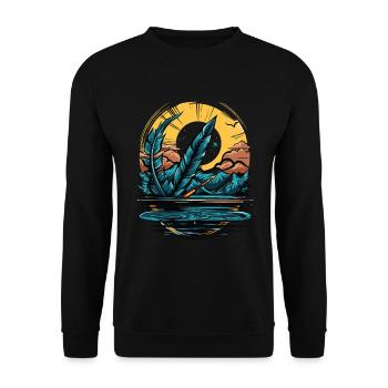 Die mächtige Feder des Schreibens - Unisex Pullover - Schwarz - Vorne - Alina (178cm) & Michal (187cm)