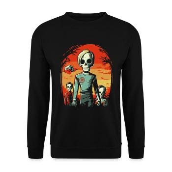 Dessin animé Anime Manga Zombie Goule Amis - Sweat-shirt Unisexe - noir - Devant - Alina (178cm) & Michal (187cm)