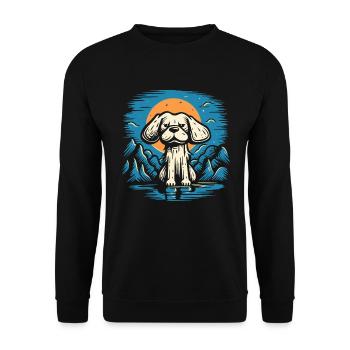 Kleiner trauriger Hund - Unisex Pullover - Schwarz - Vorne - Alina (178cm) & Michal (187cm)