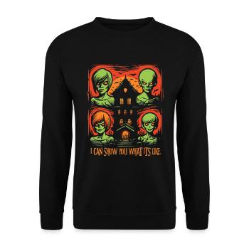 The Horror Halloween Haunted House - Unisex Sweatshirt - black - Front - Alina (178cm) & Michal (187cm)