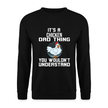 Funny Chicken Saying Chicken - Unisex Sweatshirt - black - Front - Alina (178cm) & Michal (187cm)