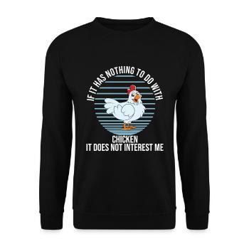 Lustiger Hühner Spruch Huhn - Unisex Pullover - Schwarz - Vorne - Alina (178cm) & Michal (187cm)