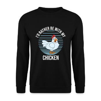 Funny Chicken Saying Chicken - Unisex Sweatshirt - black - Front - Alina (178cm) & Michal (187cm)