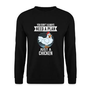 Funny Chicken Saying Chicken - Unisex Sweatshirt - black - Front - Alina (178cm) & Michal (187cm)