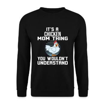 Lustiger Hühner Spruch Huhn - Unisex Pullover - Schwarz - Vorne - Alina (178cm) & Michal (187cm)