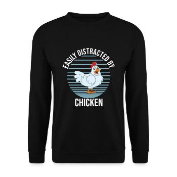 Funny Chicken Saying Chicken - Unisex Sweatshirt - black - Front - Alina (178cm) & Michal (187cm)