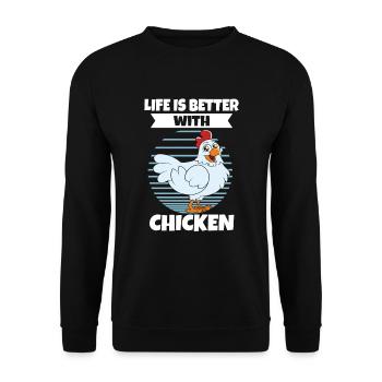 Drôle De Poulet Dire Poulet - Sweat-shirt Unisexe - noir - Devant - Alina (178cm) & Michal (187cm)