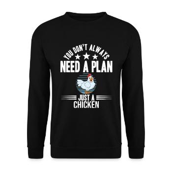 Funny Chicken Saying Chicken - Unisex Sweatshirt - black - Front - Alina (178cm) & Michal (187cm)