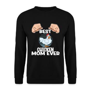 Funny Chicken Saying Chicken - Unisex Sweatshirt - black - Front - Alina (178cm) & Michal (187cm)