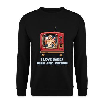 J’adore les filles, la bière et le Royaume-Uni - Sweat-shirt Unisexe - noir - Devant - Alina (178cm) & Michal (187cm)