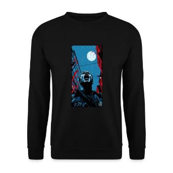 Un jeune homme hurle dans l’horreur de la ville sombre - Sweat-shirt Unisexe - noir - Devant - Alina (178cm) & Michal (187cm)