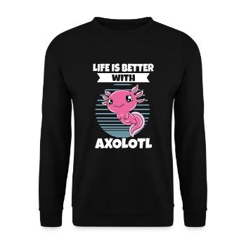 Axolotl drôle Axolotl mignon - Sweat-shirt Unisexe - noir - Devant - Alina (178cm) & Michal (187cm)