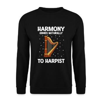 Harfenspieler Harfe Musik Harfenist - Unisex Pullover - Schwarz - Vorne - Alina (178cm) & Michal (187cm)