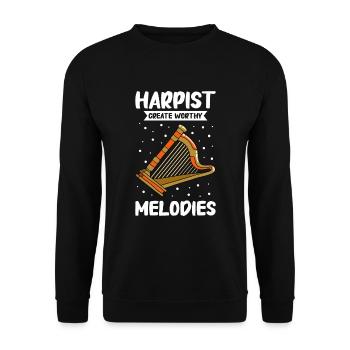Harfenspieler Harfe Musik Harfenist - Unisex Pullover - Schwarz - Vorne - Alina (178cm) & Michal (187cm)