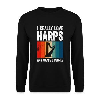 Harfenspieler Harfe Musik Harfenist - Unisex Pullover - Schwarz - Vorne - Alina (178cm) & Michal (187cm)