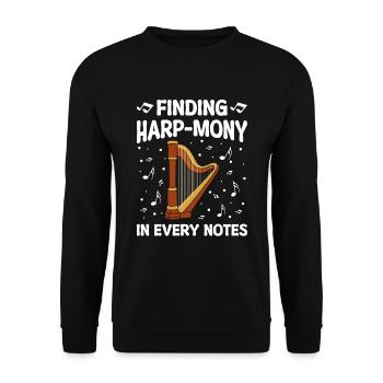 Harfenspieler Harfe Musik Harfenist - Unisex Pullover - Schwarz - Vorne - Alina (178cm) & Michal (187cm)