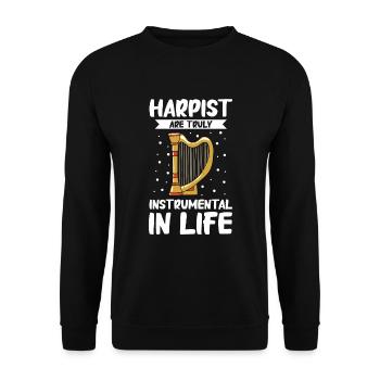 Harfenspieler Harfe Musik Harfenist - Unisex Pullover - Schwarz - Vorne - Alina (178cm) & Michal (187cm)
