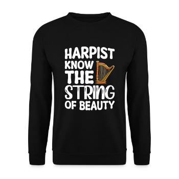 Harfenspieler Harfe Musik Harfenist - Unisex Pullover - Schwarz - Vorne - Alina (178cm) & Michal (187cm)