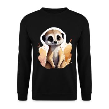 Erdmännchen, kühl und cool in der Wüste, niedlich - Unisex Pullover - Schwarz - Vorne - Alina (178cm) & Michal (187cm)