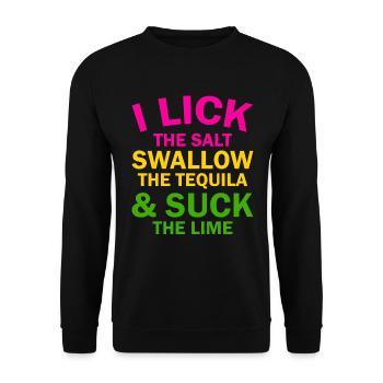 Je lèche le sel tequila citron vert - Sweat-shirt Unisexe - noir - Devant - Alina (178cm) & Michal (187cm)