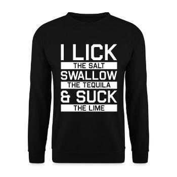 Je lèche le sel tequila citron vert - Sweat-shirt Unisexe - noir - Devant - Alina (178cm) & Michal (187cm)