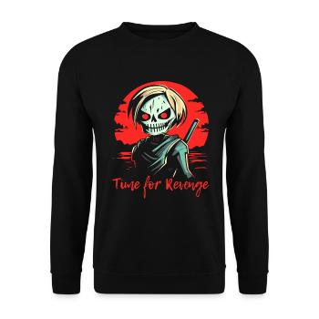 Anime Manga Cartoon: Samurai - Time for Revenge - Unisex Sweatshirt - black - Front - Alina (178cm) & Michal (187cm)