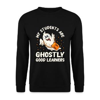 Funny Teacher Halloween Gifts - Unisex Sweatshirt - black - Front - Alina (178cm) & Michal (187cm)