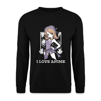 I love anime and manga - Unisex Sweatshirt - black - Front - Alina (178cm) & Michal (187cm)