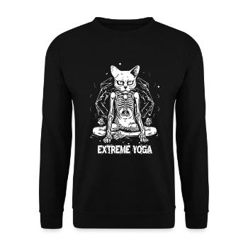 Chat zombie squelette faisant du yoga extrême - Sweat-shirt Unisexe - noir - Devant - Alina (178cm) & Michal (187cm)