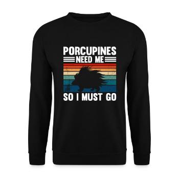 Mignon Porc-épic Drôle - Sweat-shirt Unisexe - noir - Devant - Alina (178cm) & Michal (187cm)