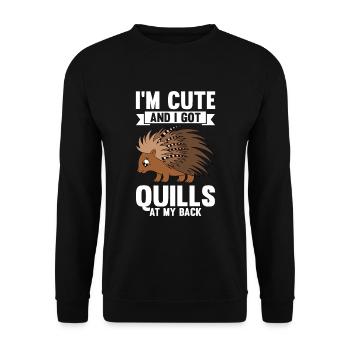 Mignon Porc-épic Drôle - Sweat-shirt Unisexe - noir - Devant - Alina (178cm) & Michal (187cm)