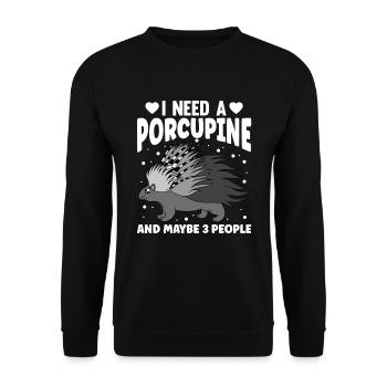 Mignon Porc-épic Drôle - Sweat-shirt Unisexe - noir - Devant - Alina (178cm) & Michal (187cm)