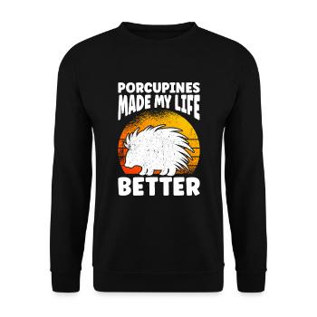 Mignon Porc-épic Drôle - Sweat-shirt Unisexe - noir - Devant - Alina (178cm) & Michal (187cm)