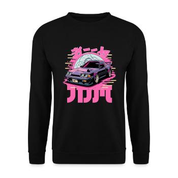 Japanisches Phantasie-Auto-Tuning JDM - Unisex Pullover - Schwarz - Vorne - Alina (178cm) & Michal (187cm)