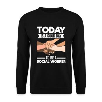 Social Worker Street Worker Street Worker - Unisex Sweatshirt - black - Front - Alina (178cm) & Michal (187cm)